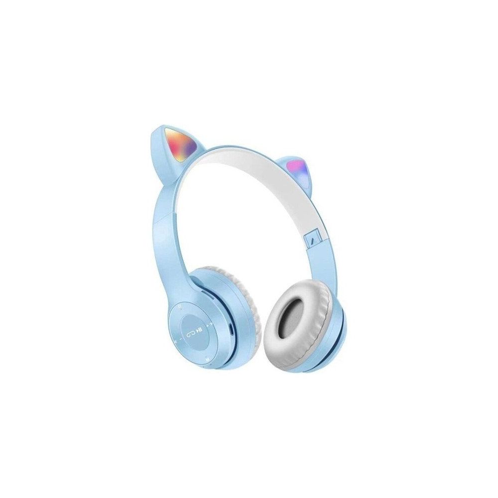 Teknosepetim P47M Turkuaz Kedili Işıklı Rgb Kulak Üstü Bluetooth Kulaklık