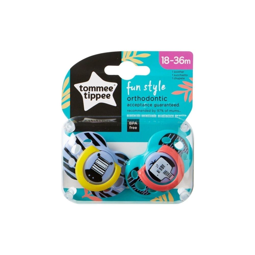 Marca: Tommee TippeeTommee Tippee Succhietti Fun Style 2 pezzi Multicolore Modelli Assortiti 18-36 Mesi Zebre 
