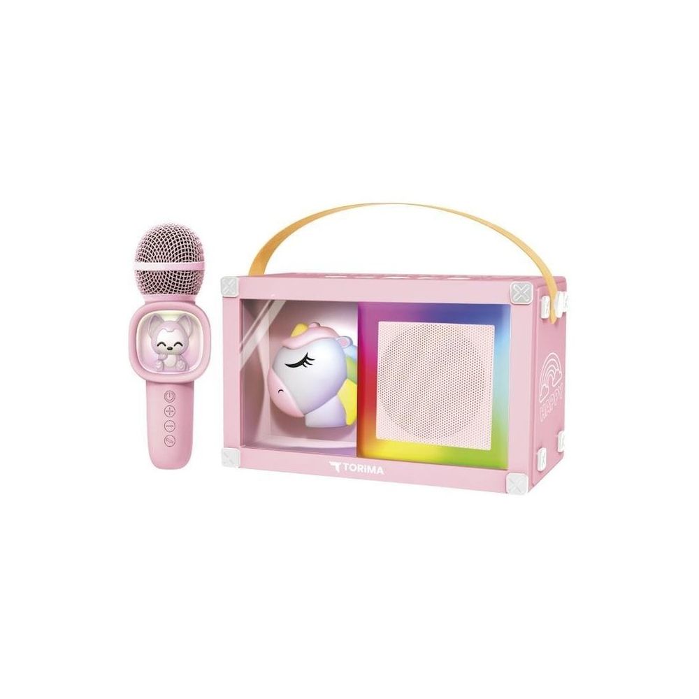 Torima Kidmic-07 Pembe RGB Unikorn Figürlü Mikrofonlu Karaoke Bluetooth Hoparlör