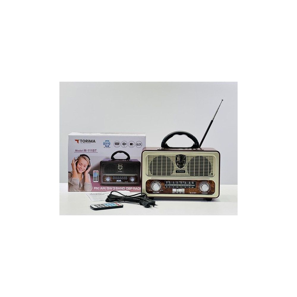 Torima M-111BT Beyaz Kumandalı Nostaljik Radyolu Bluetooth Hoparlör