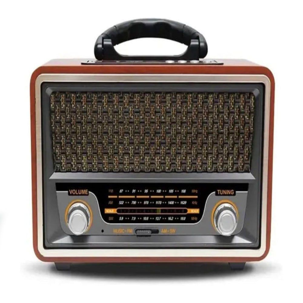 Ultratekno BT5.0 UT-157BT Gri Nostaljik Görünümlü Ahşap Radyo Bluetooth Hoparlör