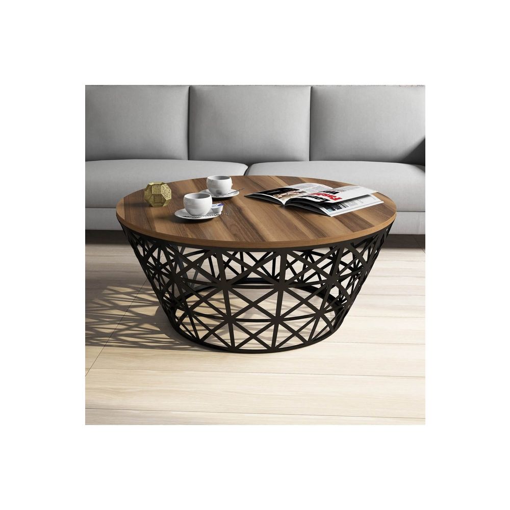 Variant Stil Metal Ferforje Ceviz Orta Sehpa Fiyatlari