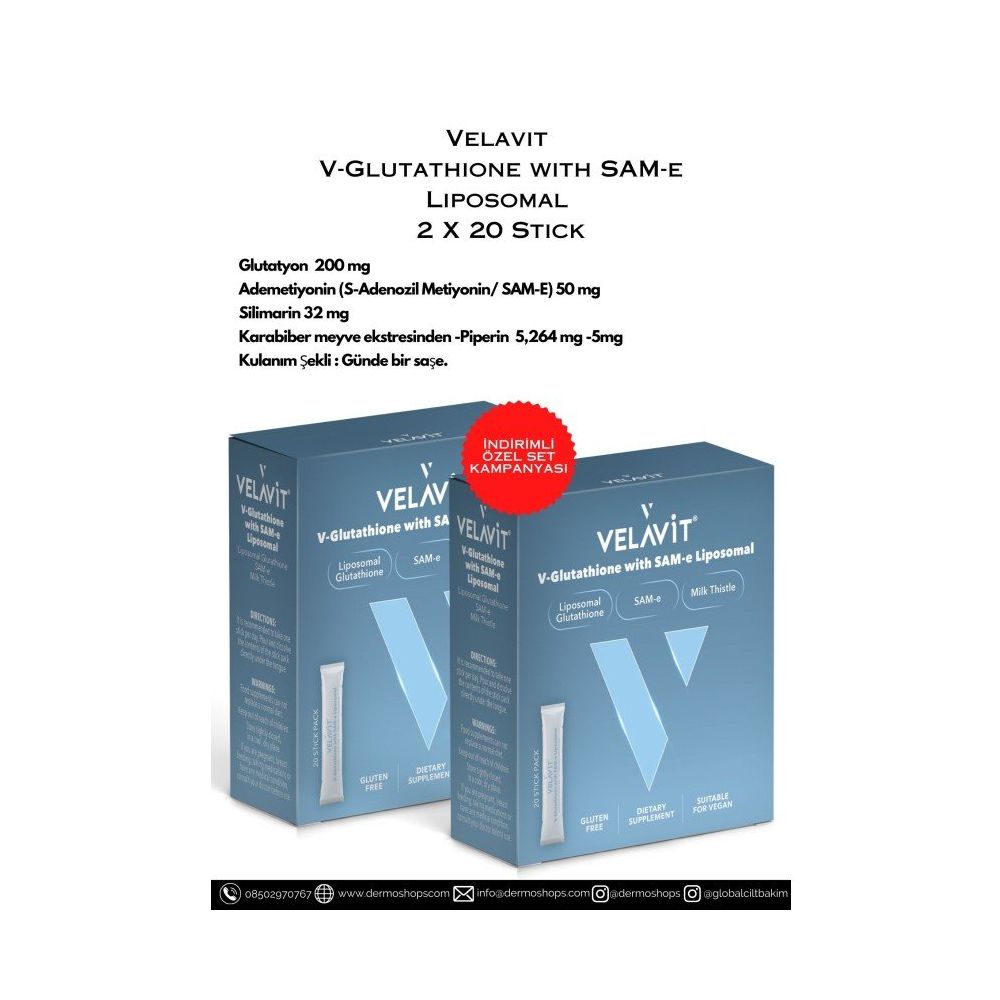 Velavit V-Glutathione with SAM-e Liposomal 2x20 Saşe Fiyatları