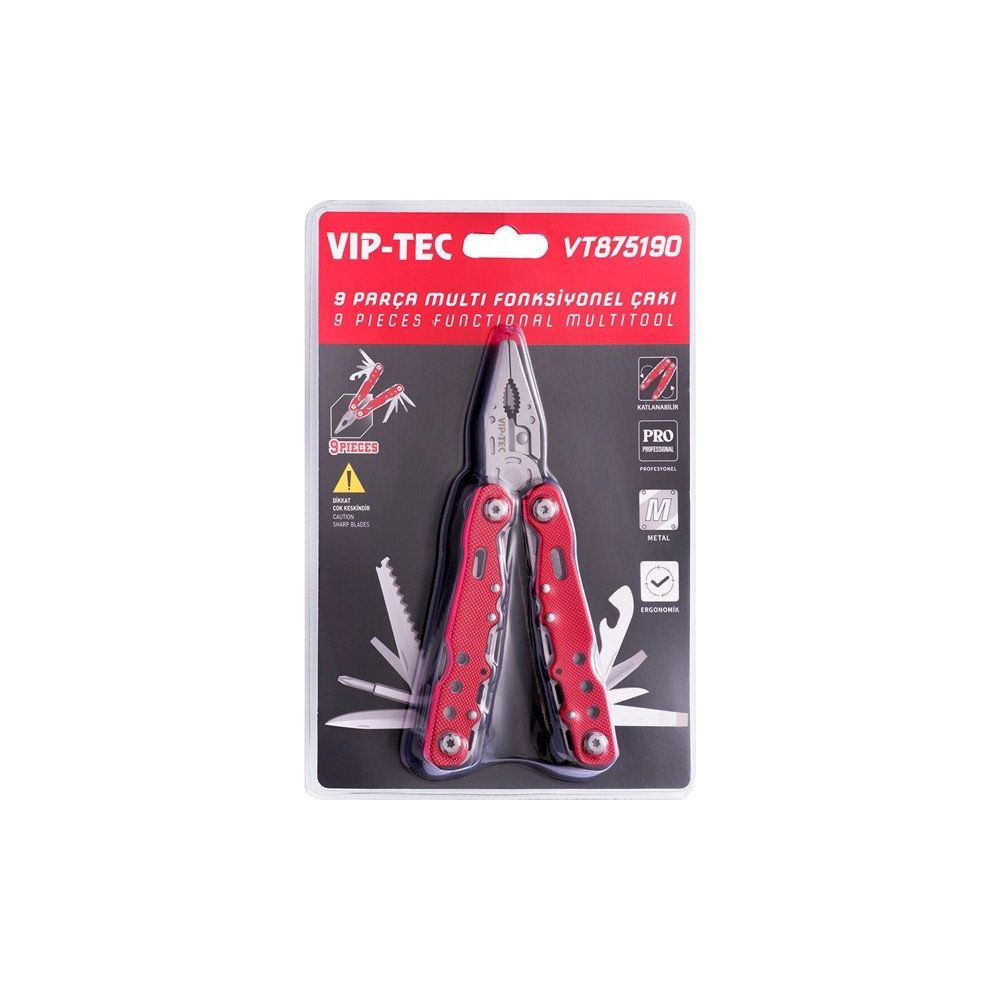 VIP-TEC VT875190 9 Parça Multi Fonksiyonel Çakı Pense Seti