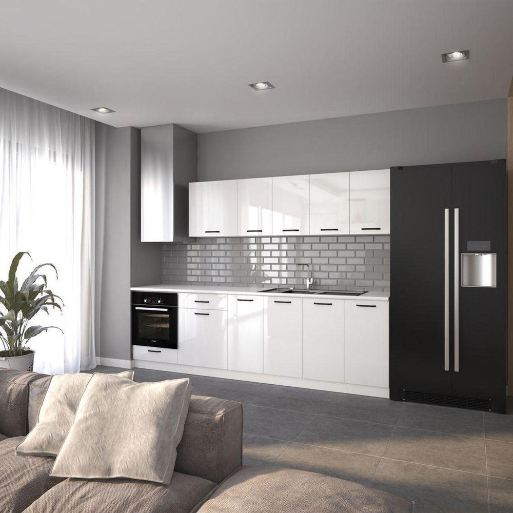 Visas Concept 280 CM Zambak Hazır High-Gloss Tezgah Dahil Mutfak