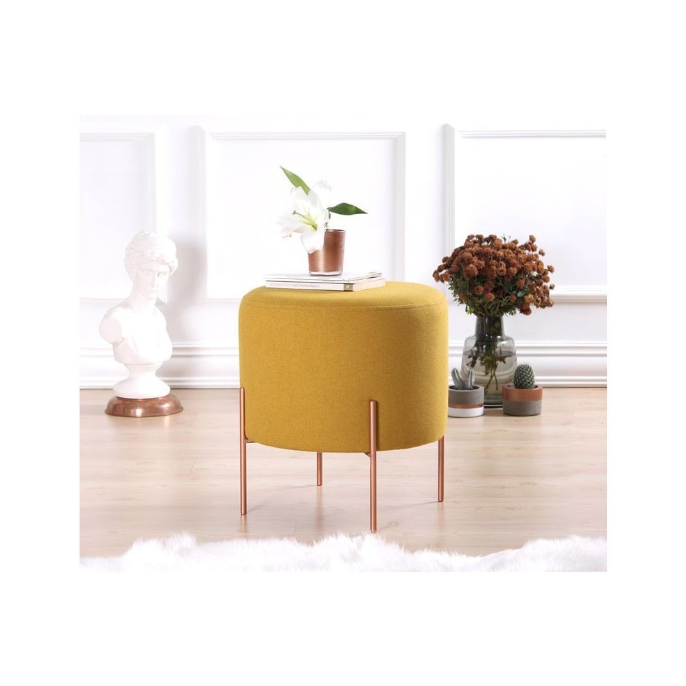 Vivense Collection Copper Yuvarlak Hardal Puf Fiyatları
