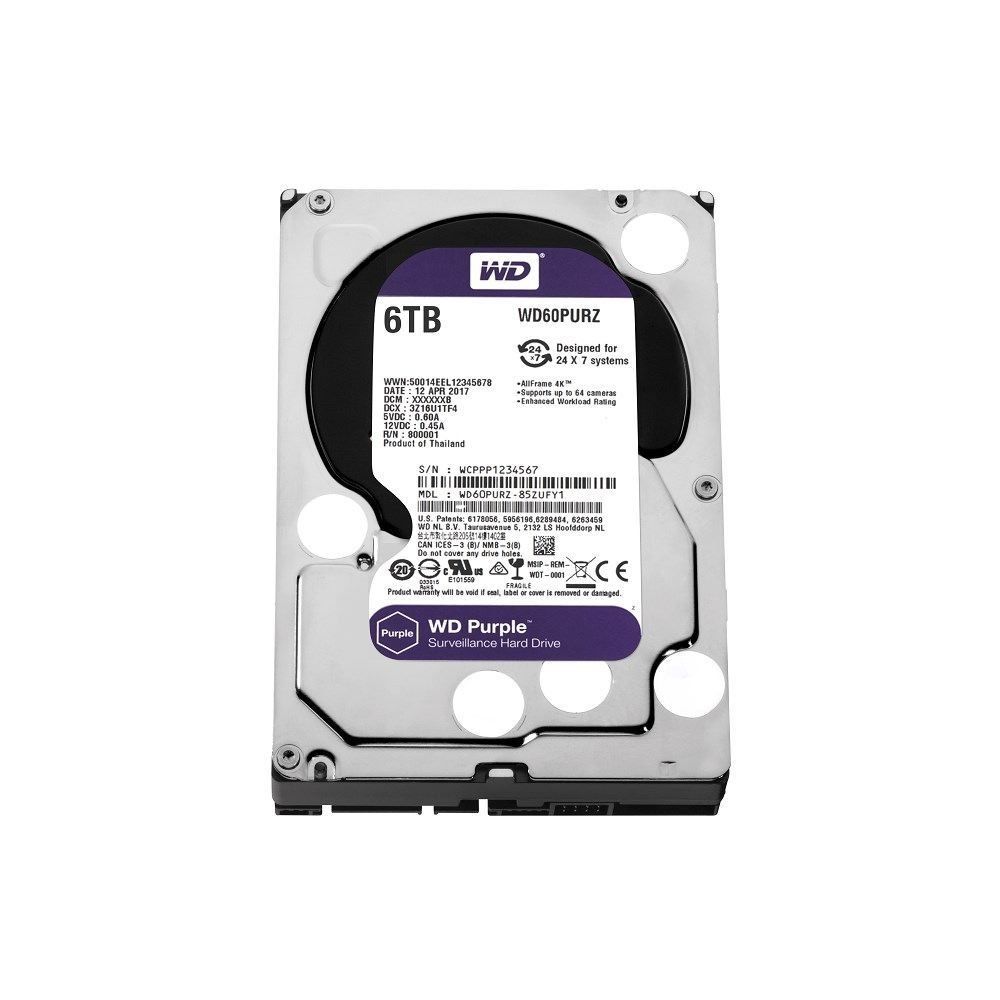 WD WD60PURZ 6 TB Purple Sata 3.0 5400RPM 64MB 3.5'' Dahili
