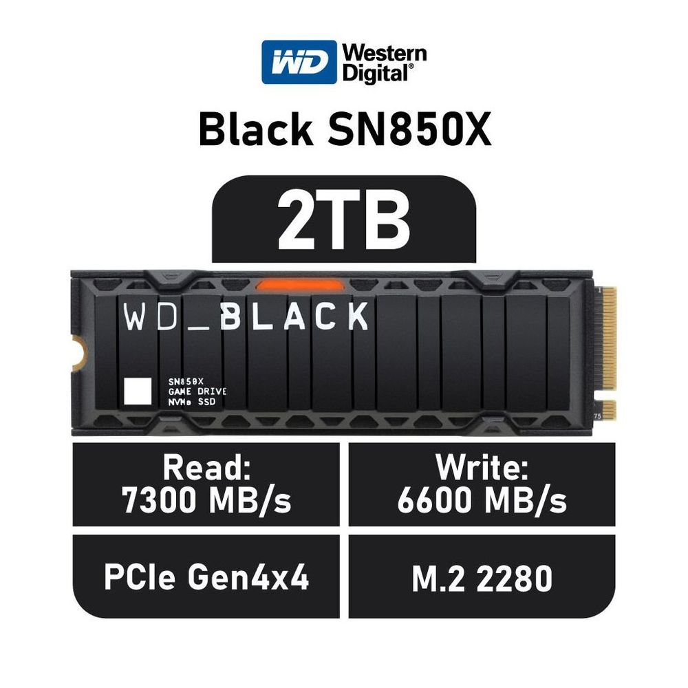 WD WDS200T2XHE Black SN850X 2 TB 7300/6600 MB/s M.2 2280 PCIe 4.0