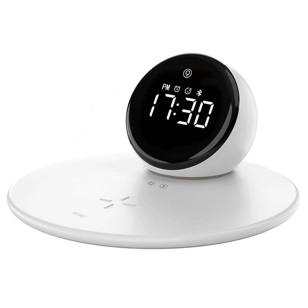 Wiwu WI-W017 Kablosuz Şarj Standlı Çift Alarmlı Dijital Saatli Speaker Bluetooth Hoparlör