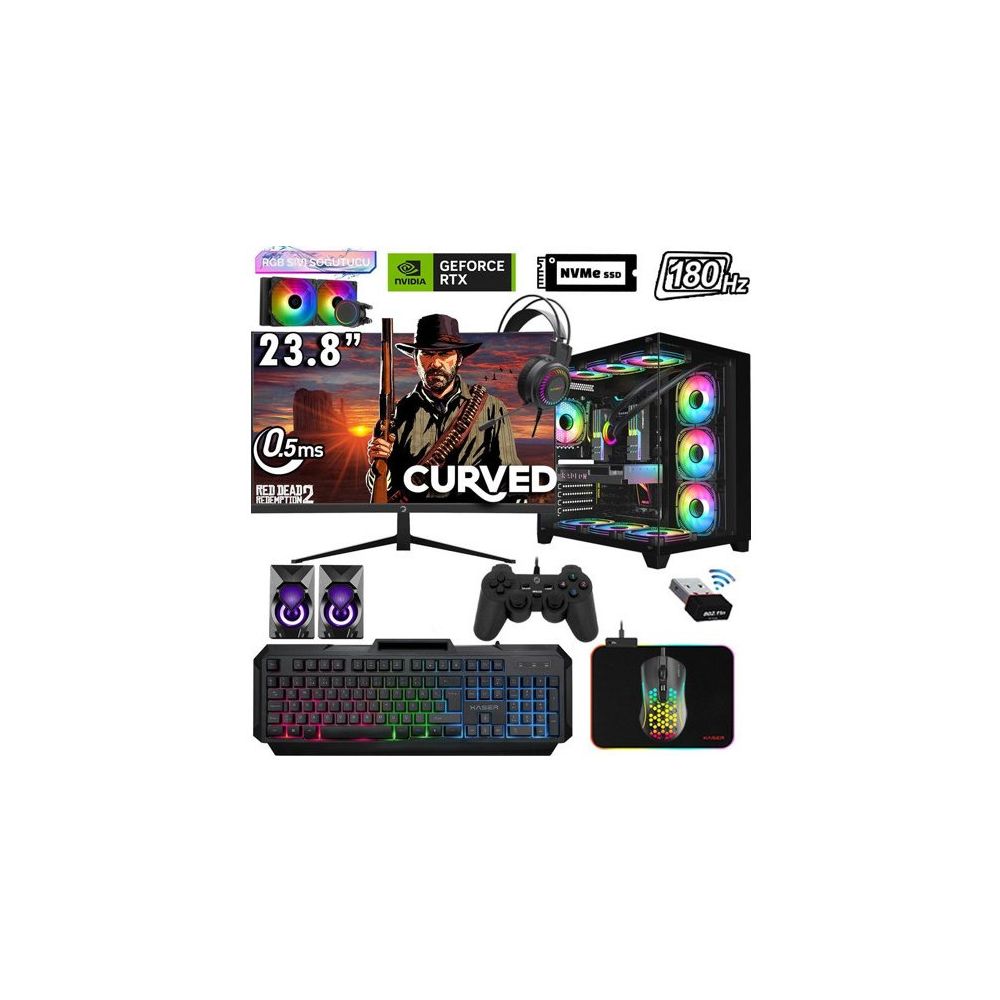 Xaser Sword X33 Ryzen 7 5700X 32GB RAM 1TB SSD 8GB RTX 4060 FreeDOS 23.8 inç Monitör Oyun Bilgisayarı