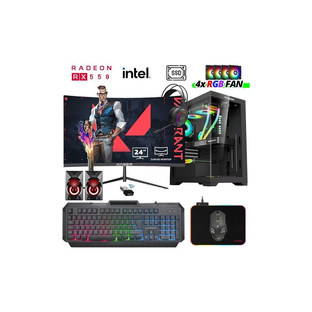 Xaser XSR1015 i5-7400 16GB RAM 256GB SSD 4GB RX 550 FreeDOS 24 inç Monitör Oyun Bilgisayarı