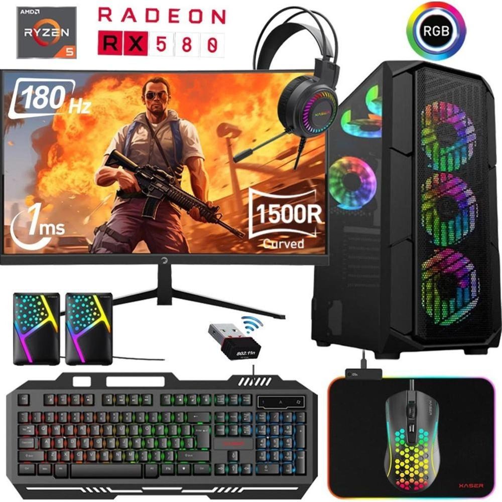 Xaser XSR469 Ryzen 5 5600 16GB RAM 512GB SSD 8GB RX 580 FreeDOS 27 inç Monitör Oyun Bilgisayarı