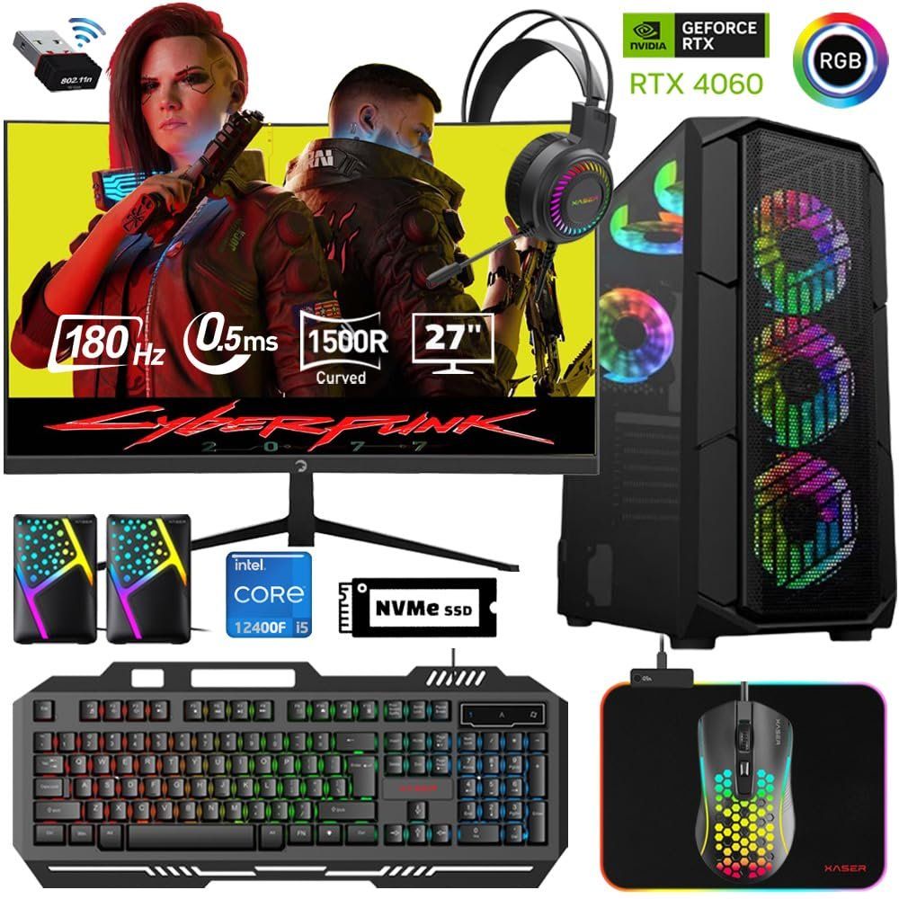 Xaser XSR516 i5-12400F 32GB RAM 512GB SSD 8GB RTX 4060 FreeDOS 27 inç Monitör Oyun Bilgisayarı