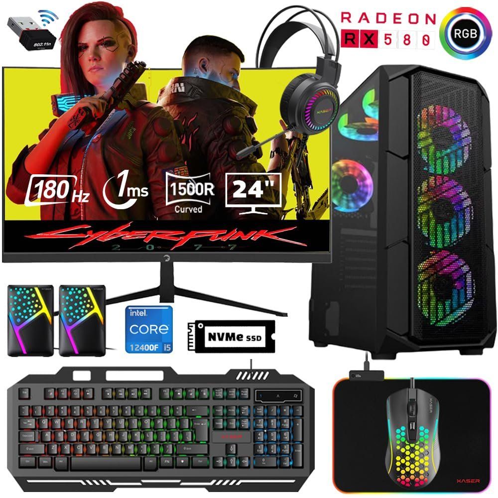 Xaser XSR523 i5-12400F 16GB RAM 1TB SSD 8GB RX 580 FreeDOS 24 inç Monitör Oyun Bilgisayarı
