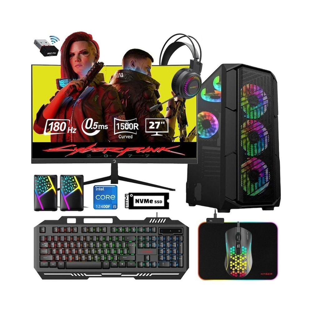 Xaser XSR528 i5-12400F 32GB RAM 512GB SSD 8GB RX 580 FreeDOS 27 inç Monitör Oyun Bilgisayarı