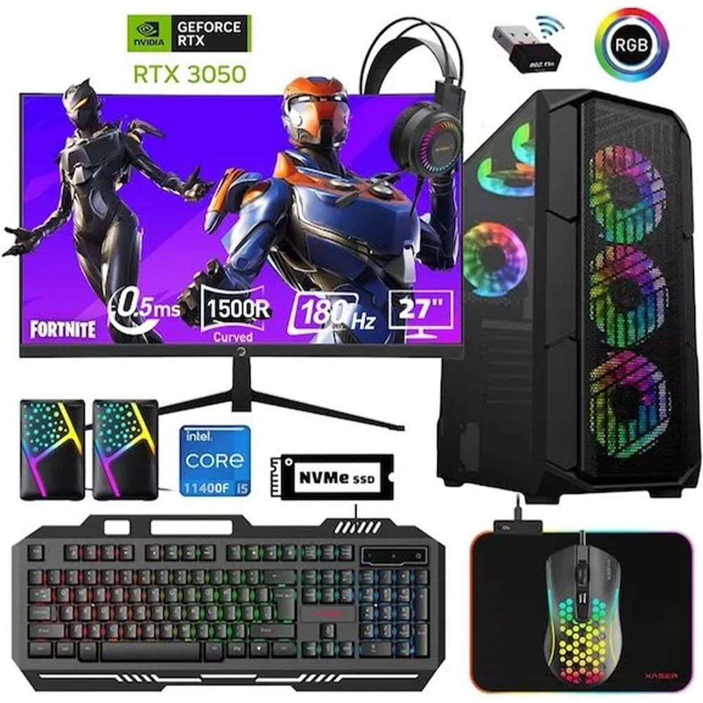 Xaser XSR660 i5-11400F 32GB RAM 1TB SSD 12GB RTX 3050 FreeDOS 27 inç Monitör Oyun Bilgisayarı