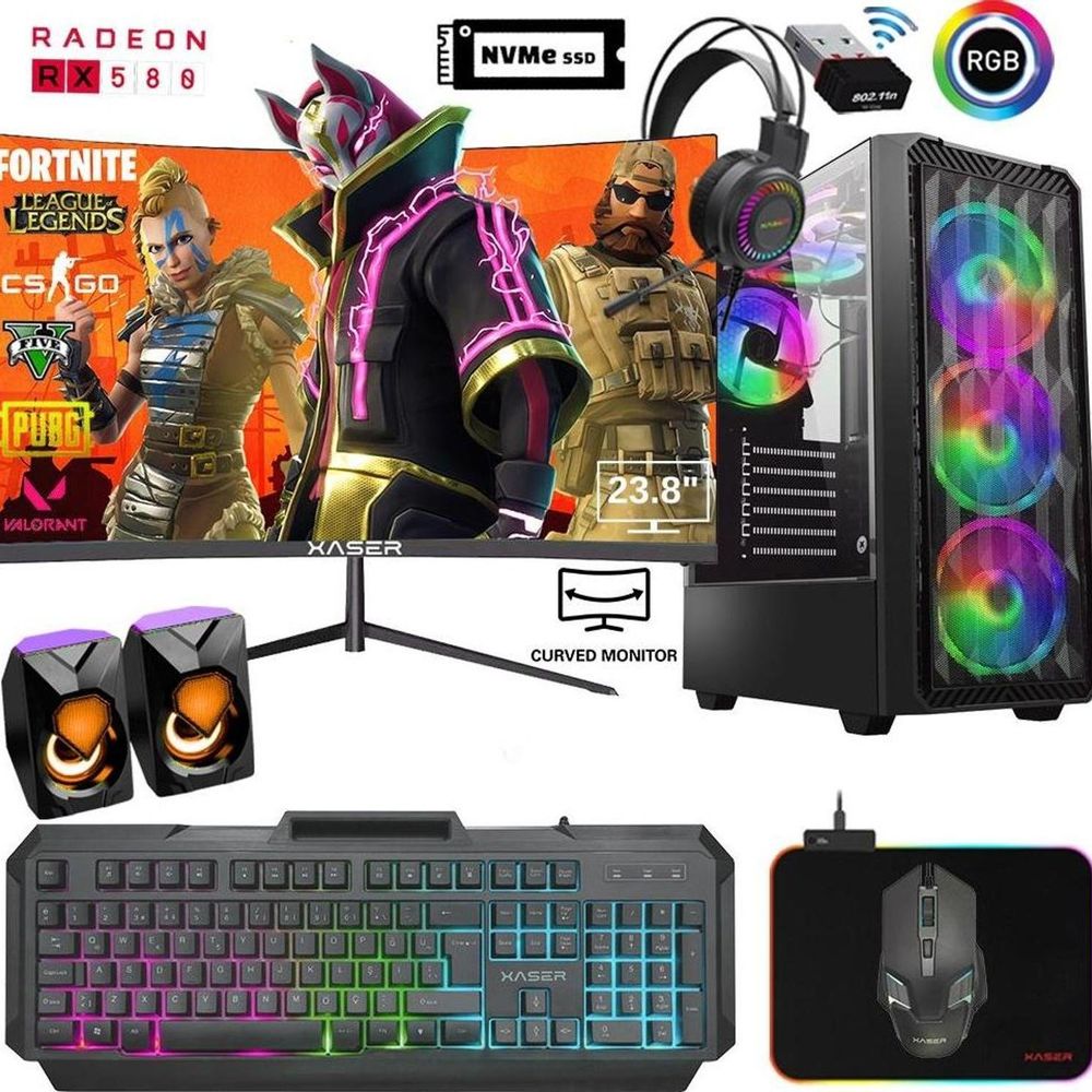 Xaser XSR750 i5-4570 16GB RAM 256GB SSD 8GB RX 580 FreeDOS 24 inç Monitör Oyun Bilgisayarı