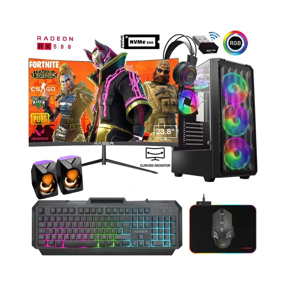 Xaser XSR751 i5-4570 16GB RAM 512GB SSD 8GB RX 580 FreeDOS 24 inç Monitör Oyun Bilgisayarı