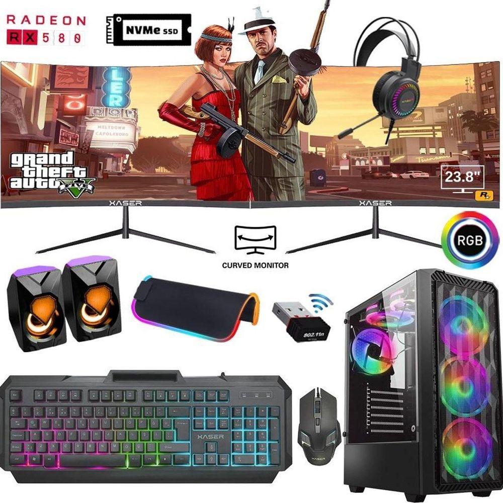 Xaser XSR752 i5-4570 16GB RAM 256GB SSD 8GB RX 580 FreeDOS 24 inç Dual Monitör Oyun Bilgisayarı