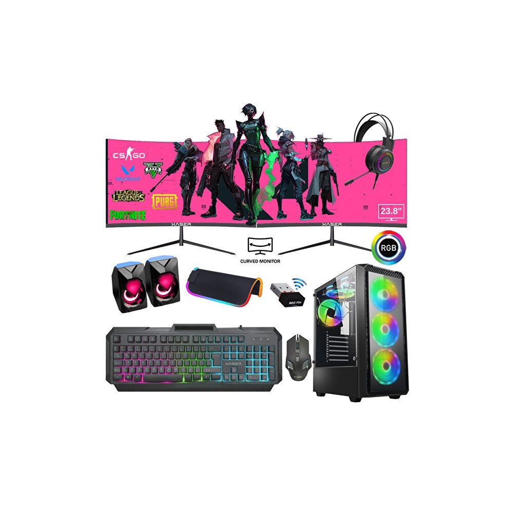 Xaser XSR764 i7-2600 16GB RAM 256GB SSD 4GB RX 550 FreeDOS 24 inç Dual Monitör Oyun Bilgisayarı