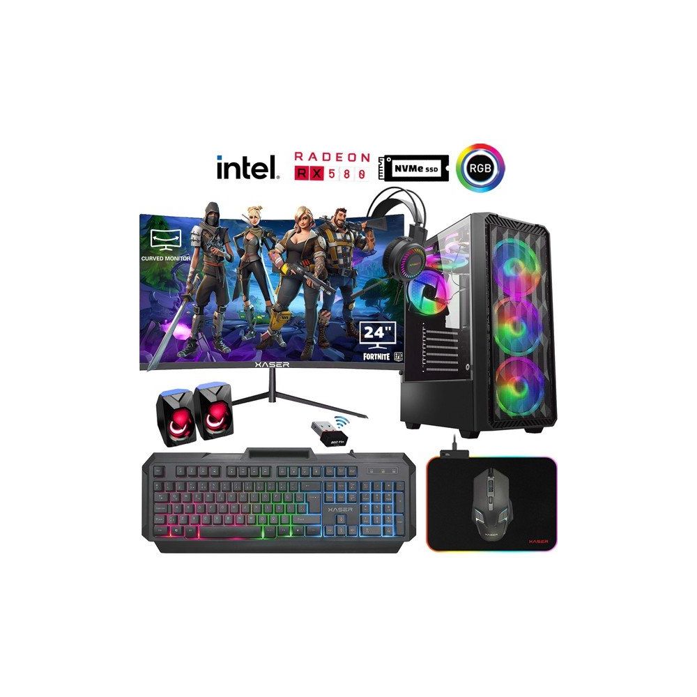 Xaser XSR930 i5-4590 16GB RAM 1TB SSD 8GB RX 580 FreeDOS 24 inç Monitör Oyun Bilgisayarı