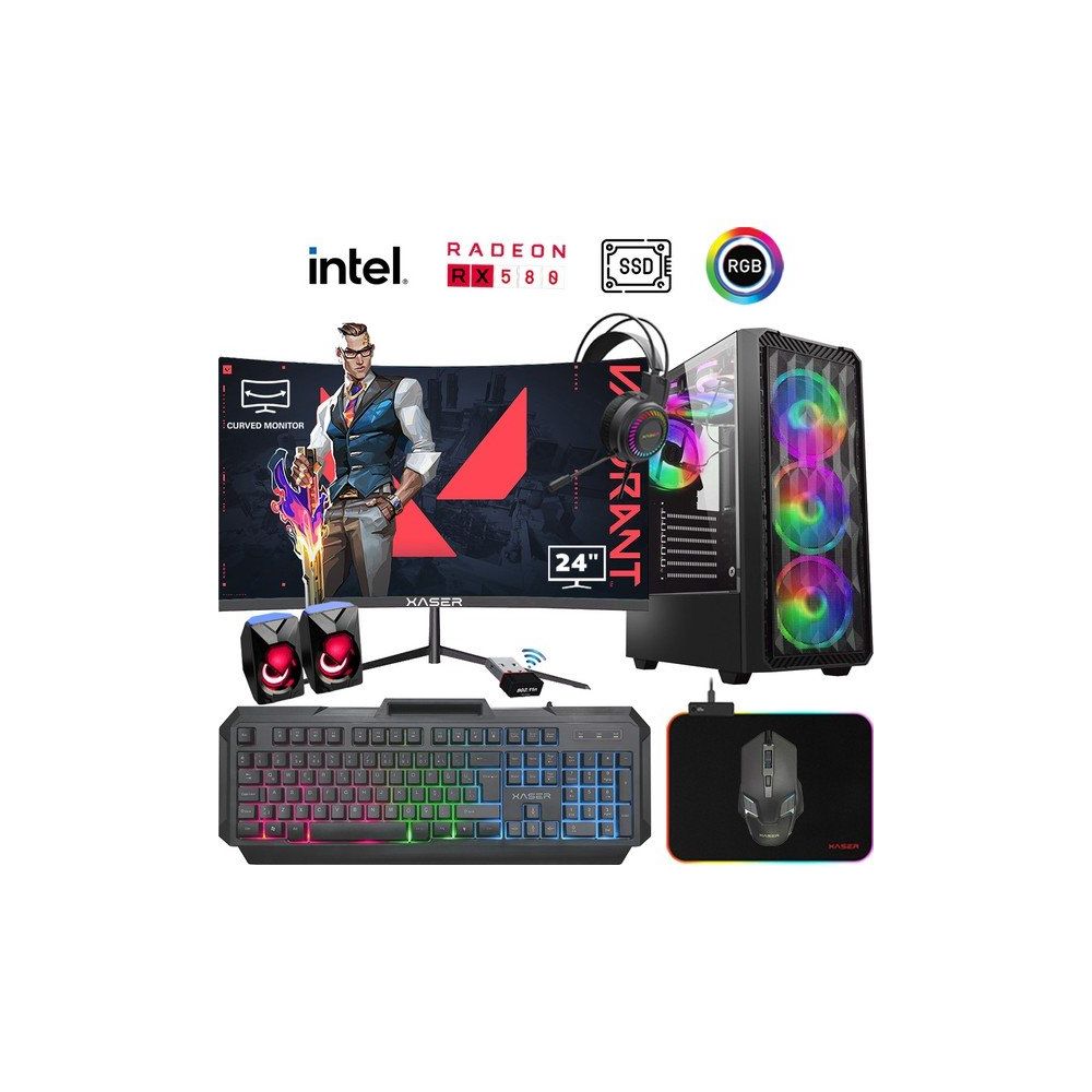 Xaser XSR934 i5-4590 16GB RAM 1TB SSD 8GB RX 580 FreeDOS 24 inç Monitör Oyun Bilgisayarı