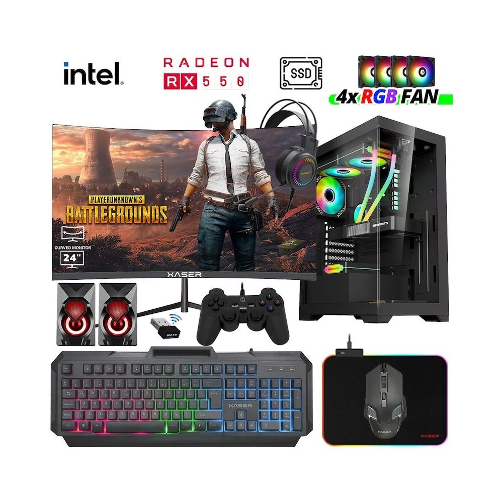 Xaser XSR972 i7-4770 16GB RAM 512GB SSD 4GB RX 550 FreeDOS 23.8 inç Monitör Oyun Bilgisayarı