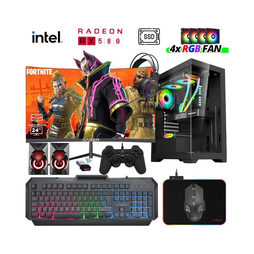 Xaser XSR974 i5-3470 16GB RAM 512GB SSD 8GB RX 580 FreeDOS 23.8 inç Monitör Oyun Bilgisayarı