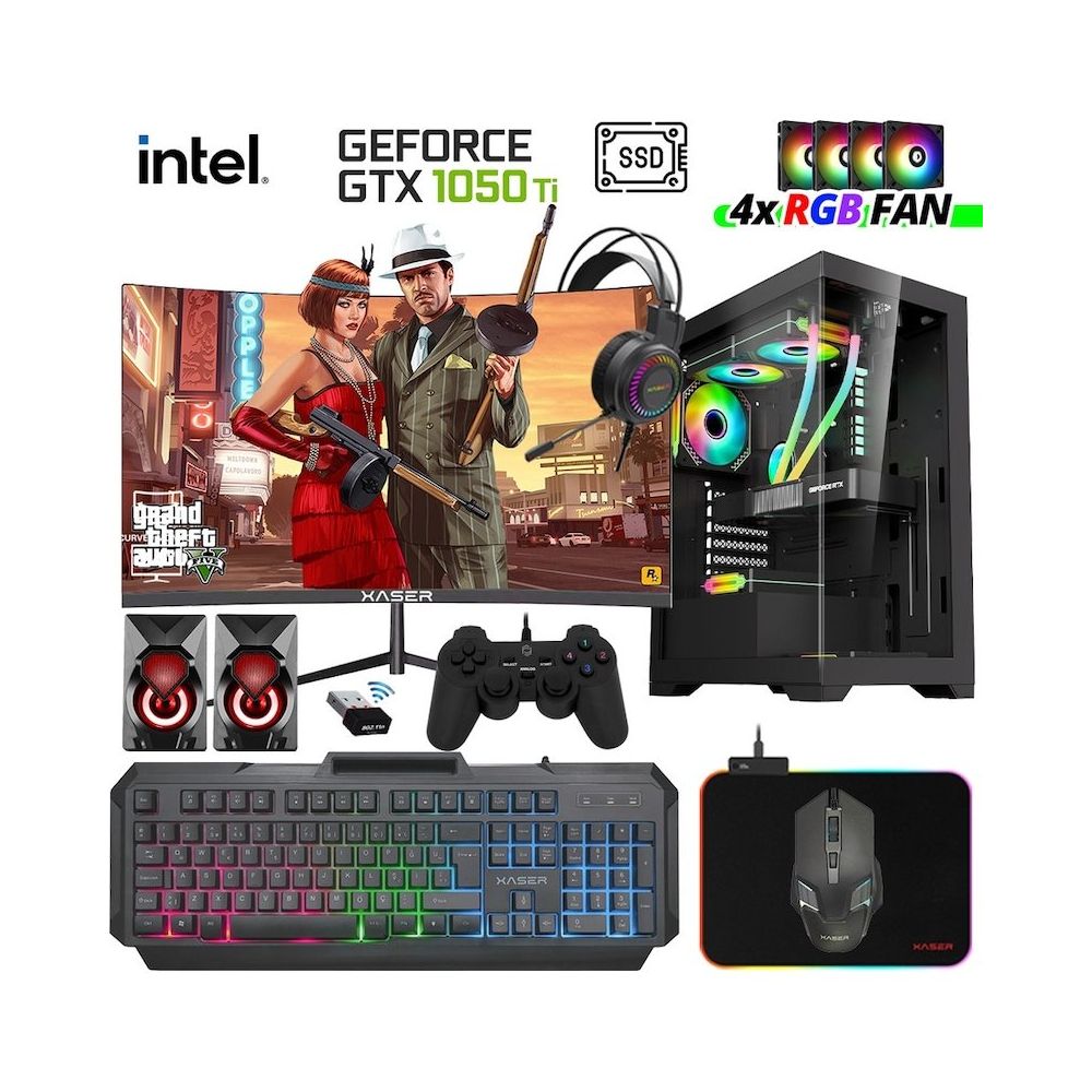 Xaser XSR984 i7-4770 16GB RAM 512GB SSD 4GB GTX 1050 Ti FreeDOS 23.8 inç Monitör Oyun Bilgisayarı