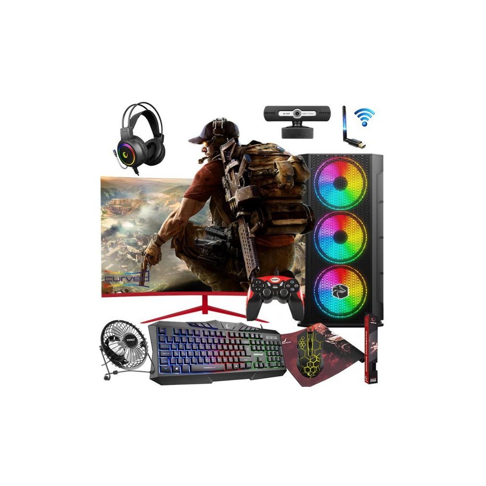 Zeiron AFX60 Ryzen 5 3600 16GB RAM 1TB HDD + 256GB SSD GTX 1050 Ti 23.8 inç Curved Oyun Bilgisayarı