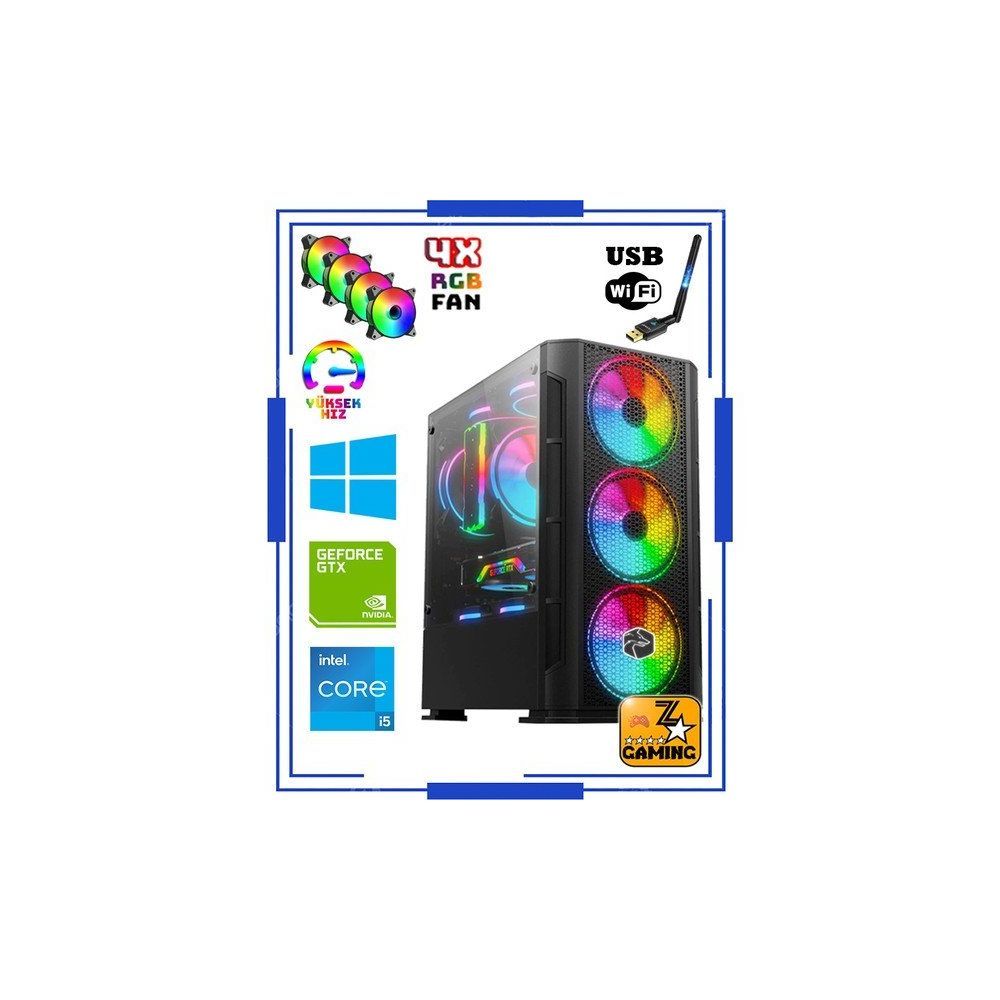 Zeiron Power GTX60 i5-9400F 16GB RAM 256GB SSD 1TB HDD 4GB GTX 1050 Ti FreeDOS Oyuncu Bilgisayarı