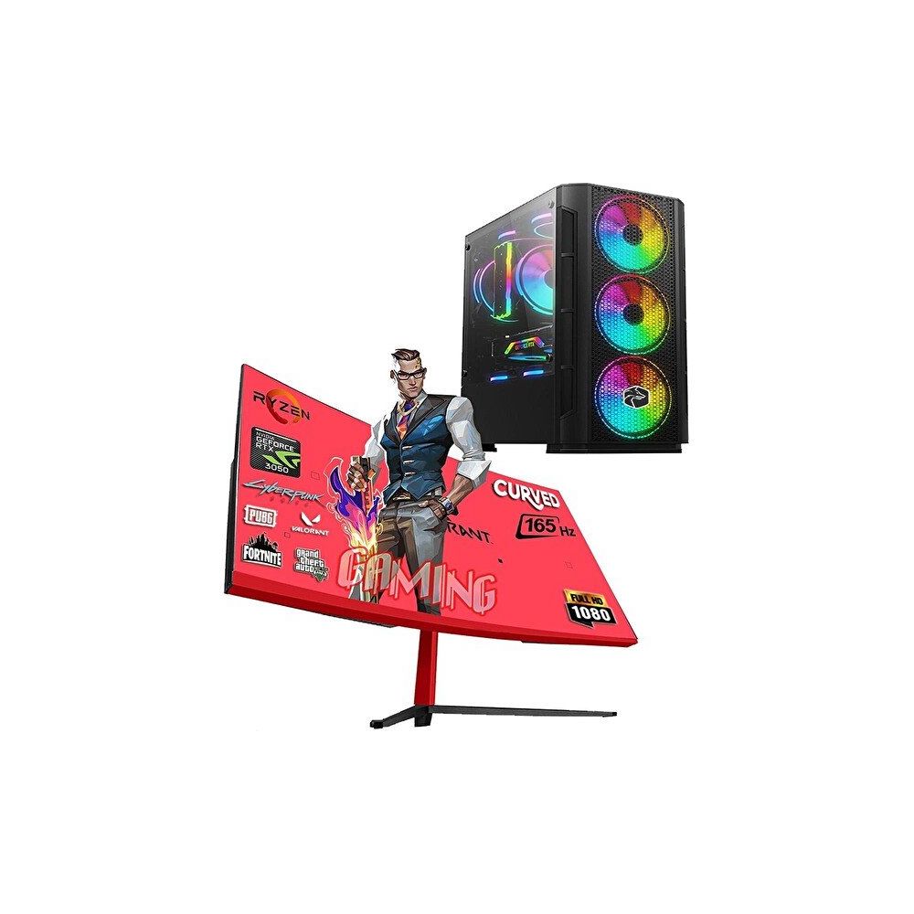 Zeiron Wizard Simple 5 Ryzen 5 5600X 32GB RAM 512GB SSD RTX 3050 FreeDOS 24 inç Monitör Oyun Bilgisayarı