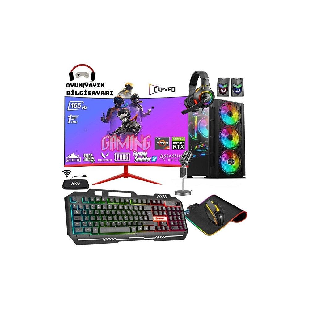Zeiron Wizard X60 Ryzen 5 5600X 16GB RAM 512GB SSD RTX 3050 FreeDOS 24 inç Monitör Oyun Bilgisayarı