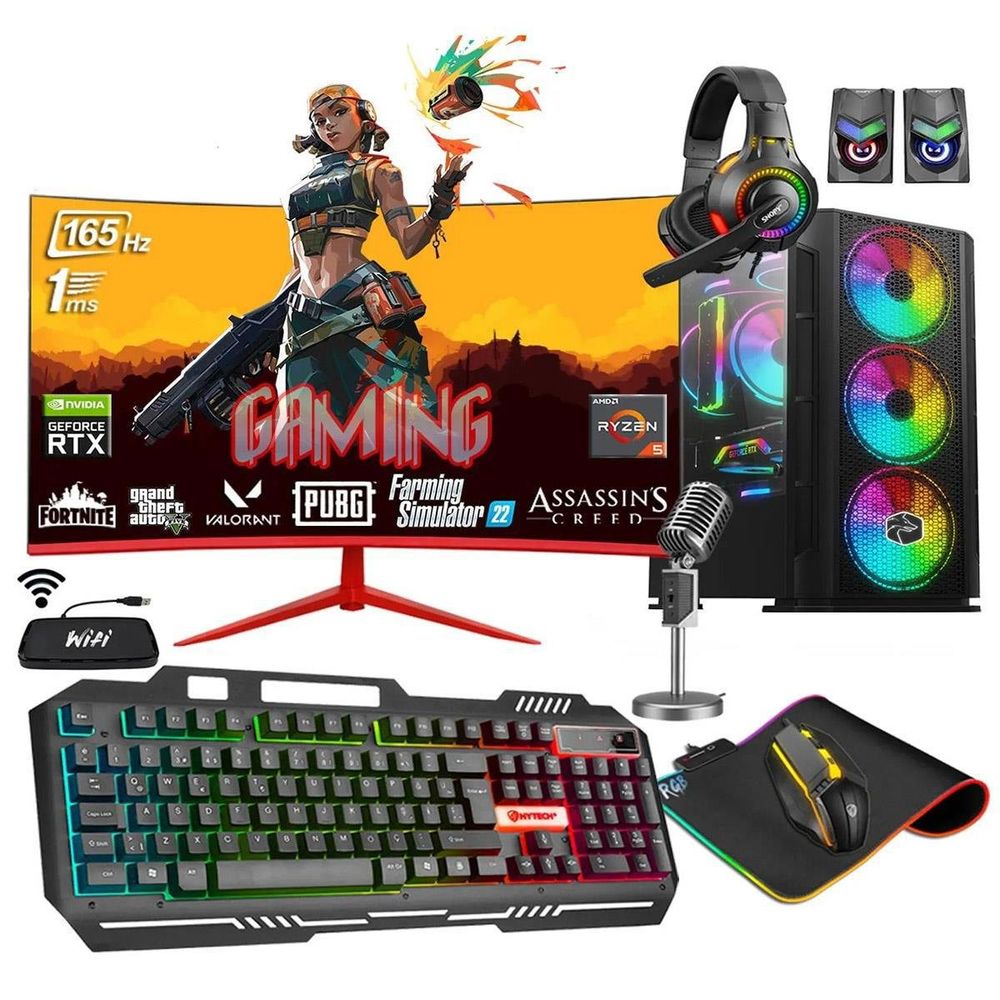 Zeiron Wizard X70 Ryzen 5 5600X 32GB RAM 1TB HDD 256GB SSD RTX 3050 FreeDOS 24 inç Monitör Oyun Bilgisayarı