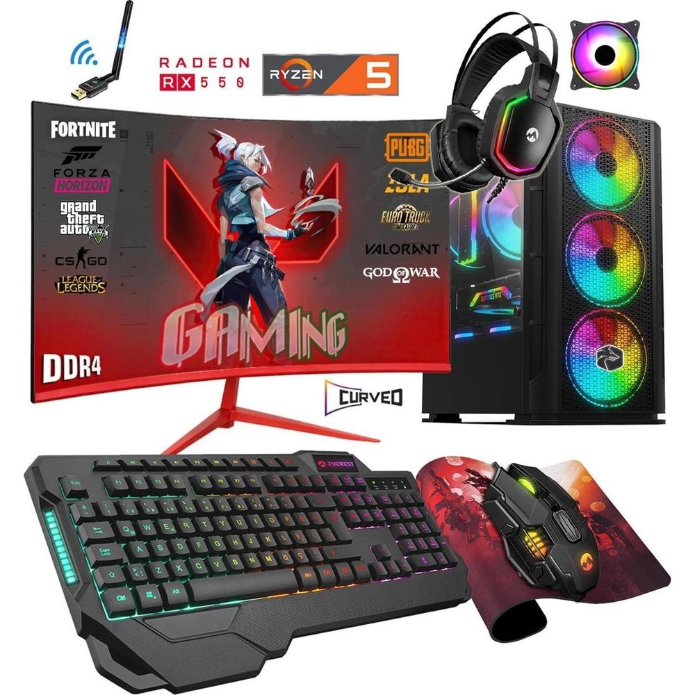 Zeiron ZGX25 Ryzen 5 3600 32GB RAM 512GB SSD RX 550 FreeDOS 23.8 inç Monitör Oyun Bilgisayarı
