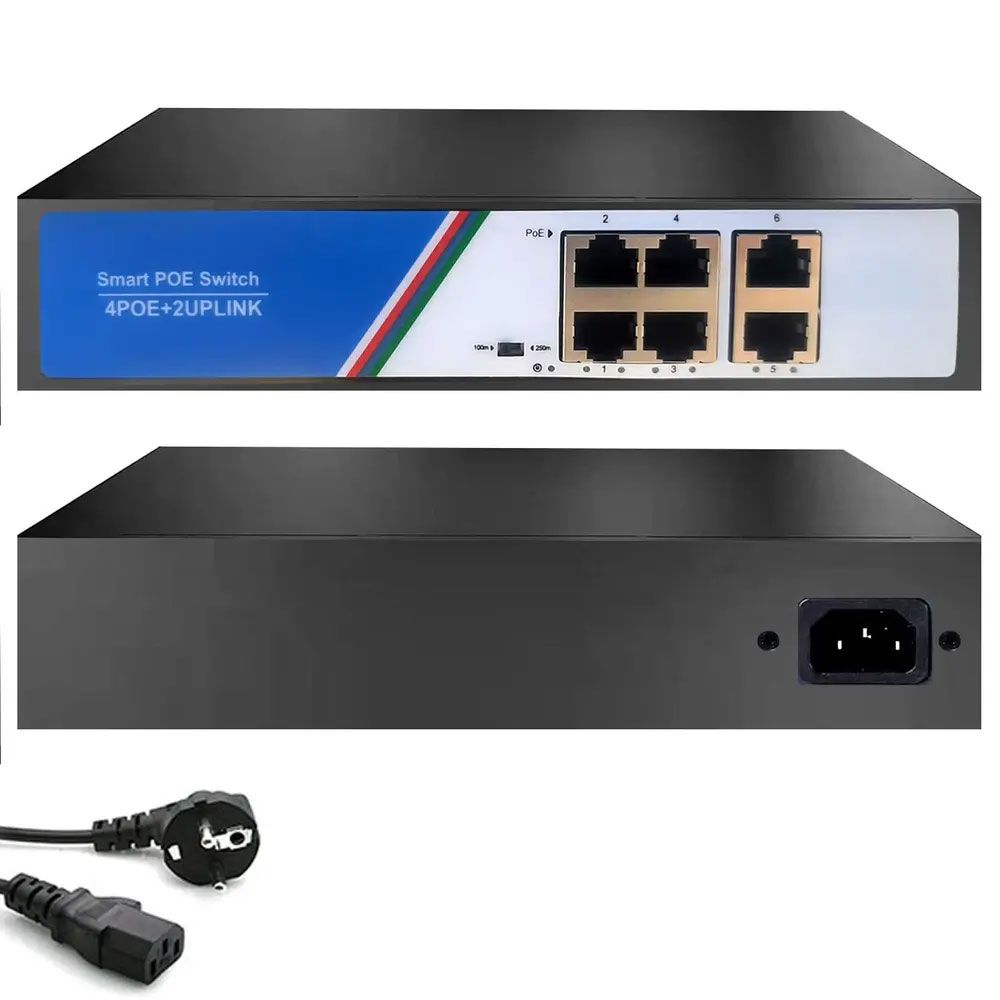 Ztech ZR-1006 4 Port + 2 Uplink 10-100 MBPS POE Switch Fiyatları