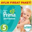 Prima Aktif Bebek No:5 Junior 150 Adet Tekli Paket Aylık Bebek Bezi