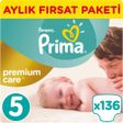 Prima Premium Care No:5 Junior 136 Adet Tekli Paket Aylık Bebek Bezi