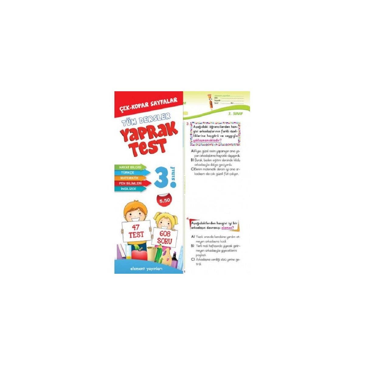 3. Sınıf Tüm Dersler Yaprak Test - Element Yayınları Fiyatları