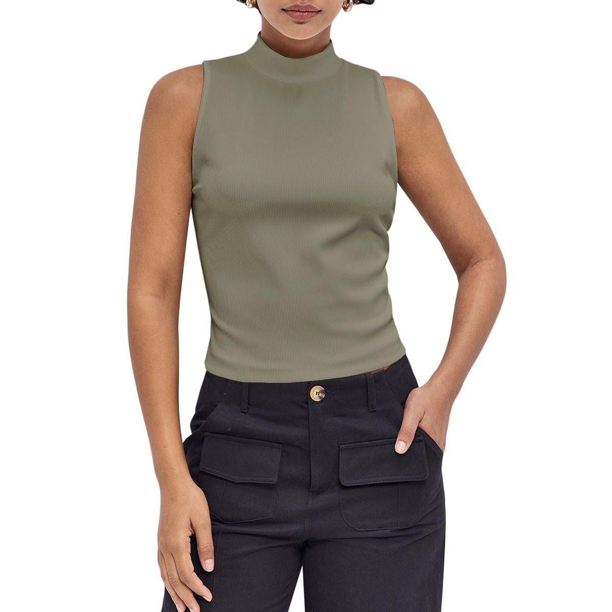 Örgü Büküm Önlü Tank Top
