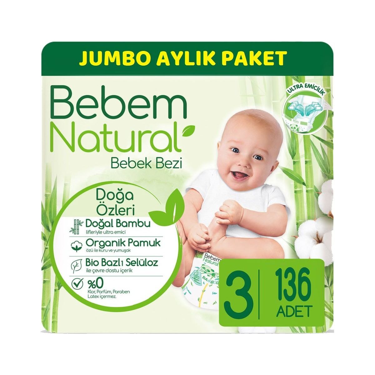 Bebem Bebem Natural No:3 Midi 136 Adet Bebek Bezi Fiyatları