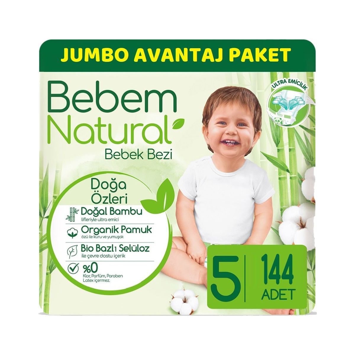 Bebem Bebem Natural Jumbo Avantaj Beden:5 11-18 kg Junior 144 Adet Bebek Bezi ...