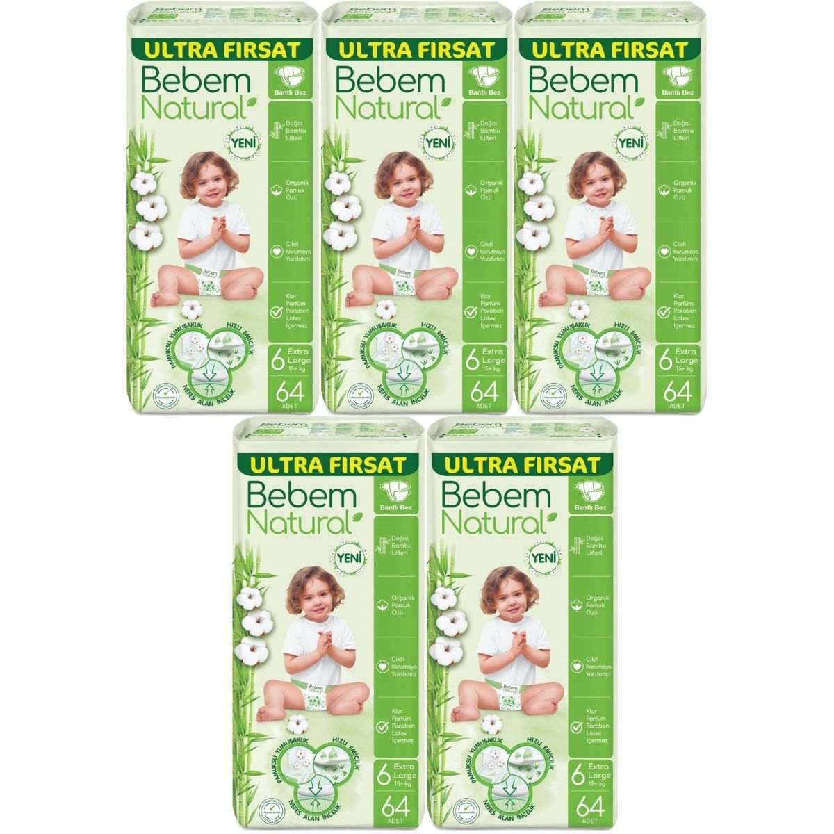 Bebem Bebem Natural No:6 XLarge 320 Adet Bebek Bezi Fiyatları