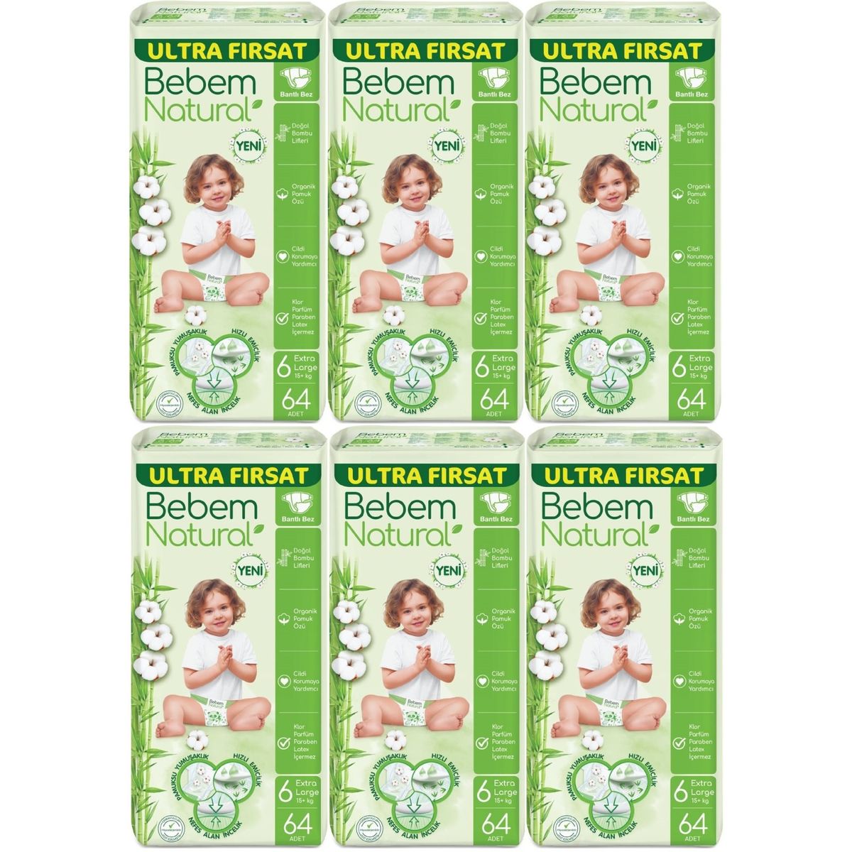 Bebem Bebem Natural No:6 XLarge 384 Adet Bebek Bezi Fiyatları