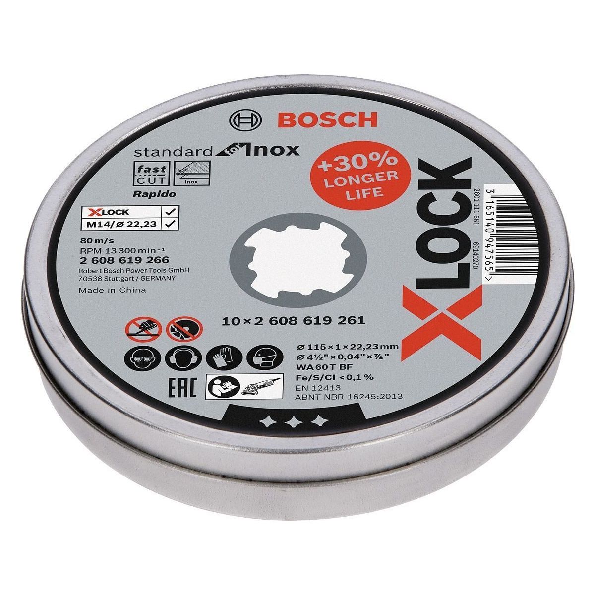 Bosch 2608619266 X-Lock 115x1 mm Inox 10'lu Paslanmaz Kesme Taşı