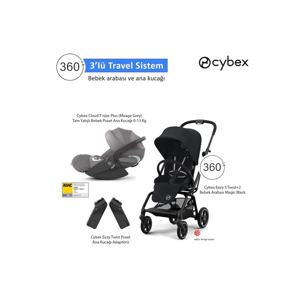 Cybex Bebek Arabası Cybex S Twist Cybex Eezy S Twist+2 (Silver