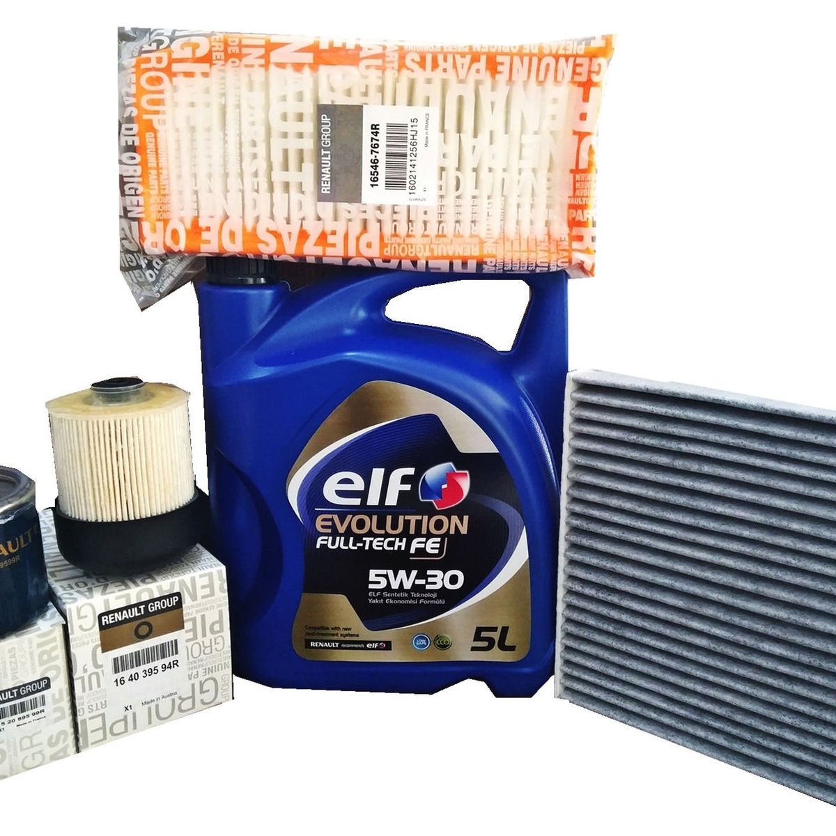 Kit Tagliando 5 Lt Olio Elf 5w30 + 4 Filtri Tecneco Clio Iv 1.5