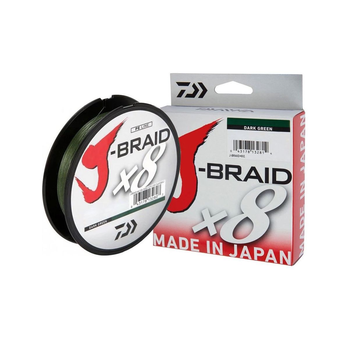 Daiwa J-Braid X8 300m Dark Green, 0.16mm with 9kg