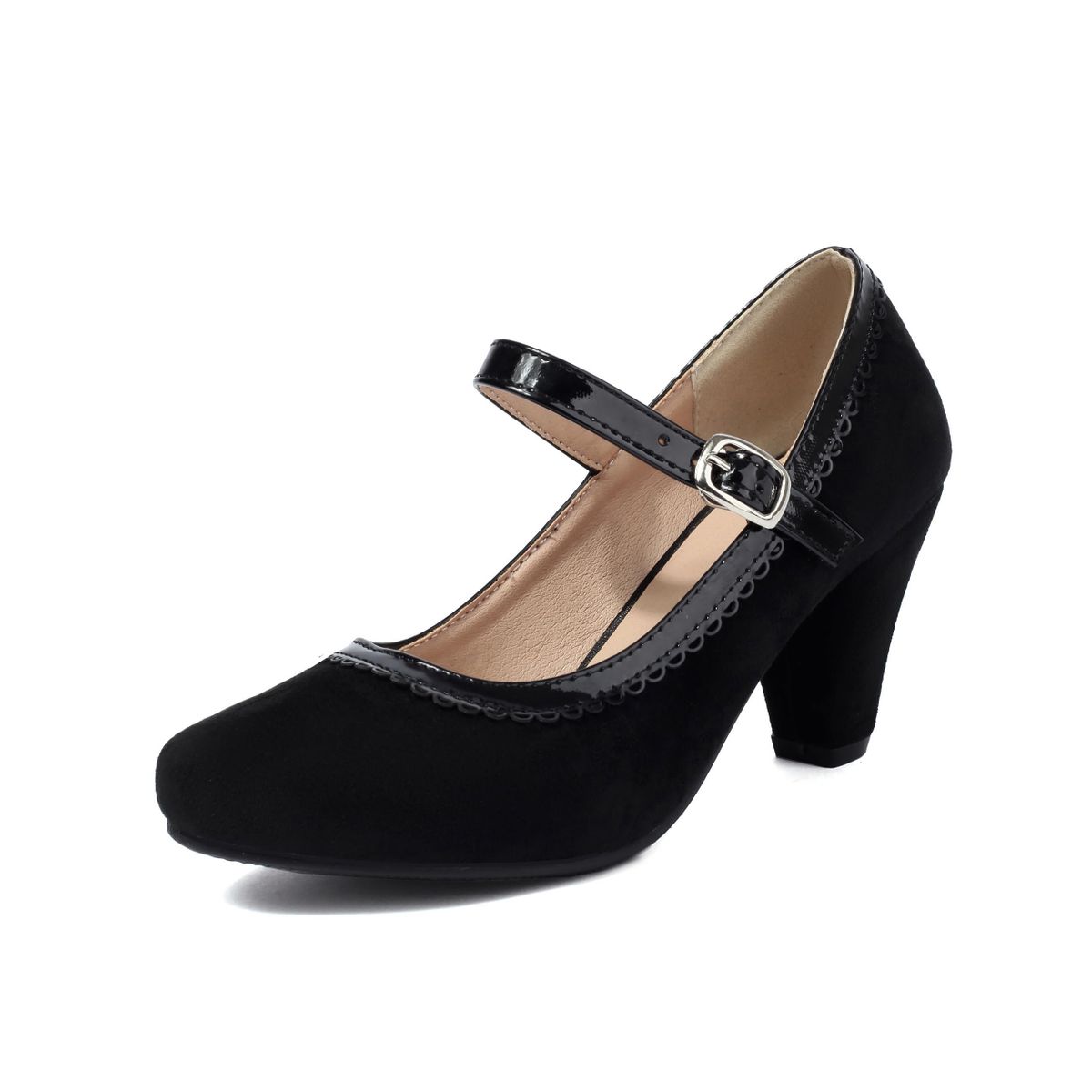 Chaussures Mary Jane Femme LOVOUO - Escarpins Talon Bloc Carré 9CM Plateforme Avec Bride Cheville