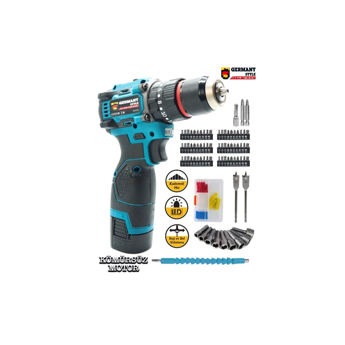 Germany Style Alman Ms-84 Pro-Es Kömürsüz Darbeli 84 Parça Matkap